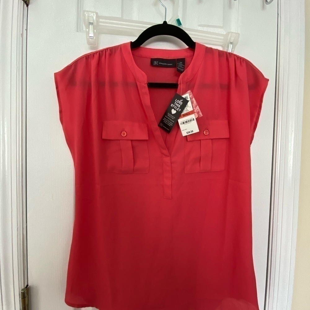 INC pocket Blouse XS coral